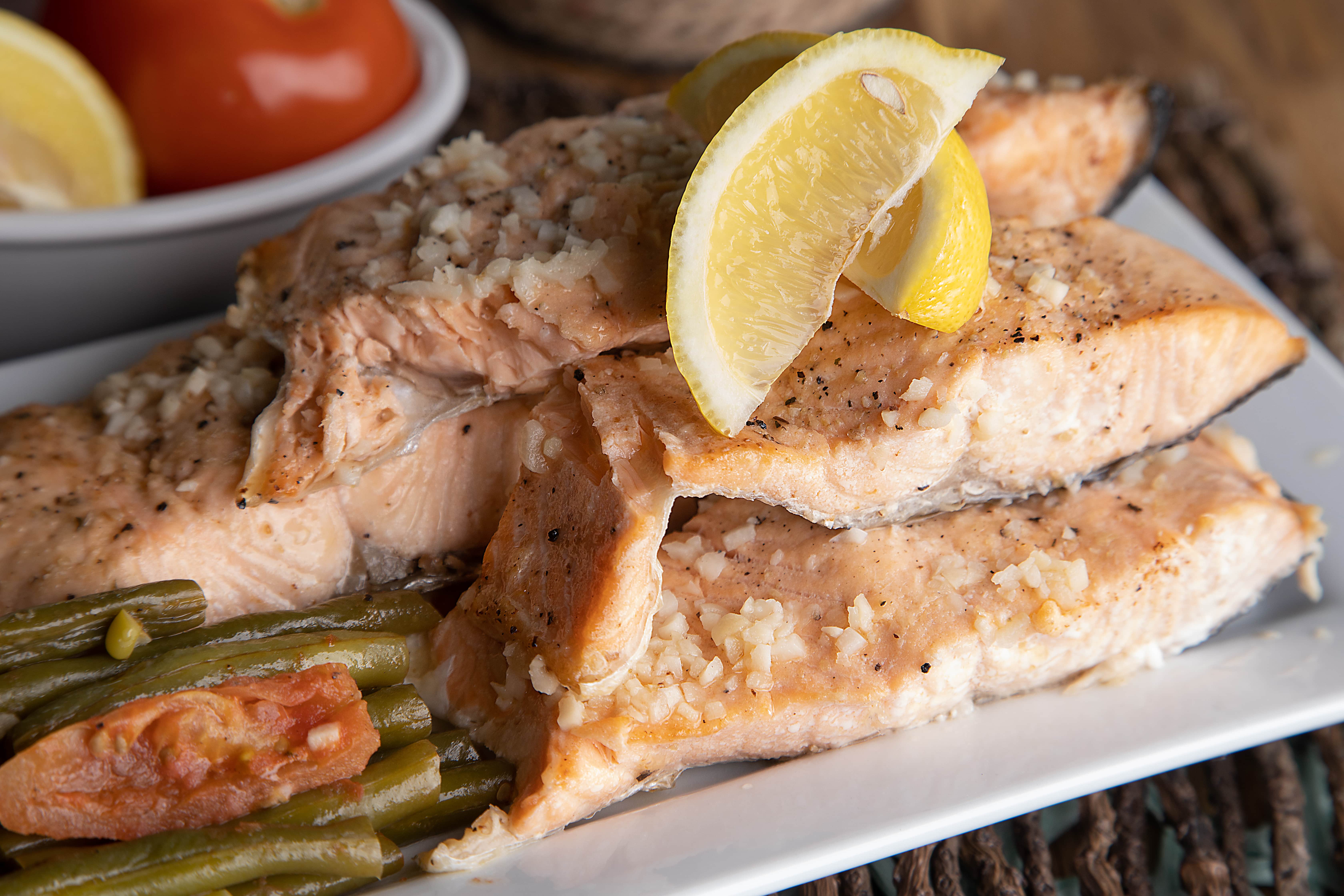 Buttered Garlic Salmon w/ Fresh Green Beans Skillet